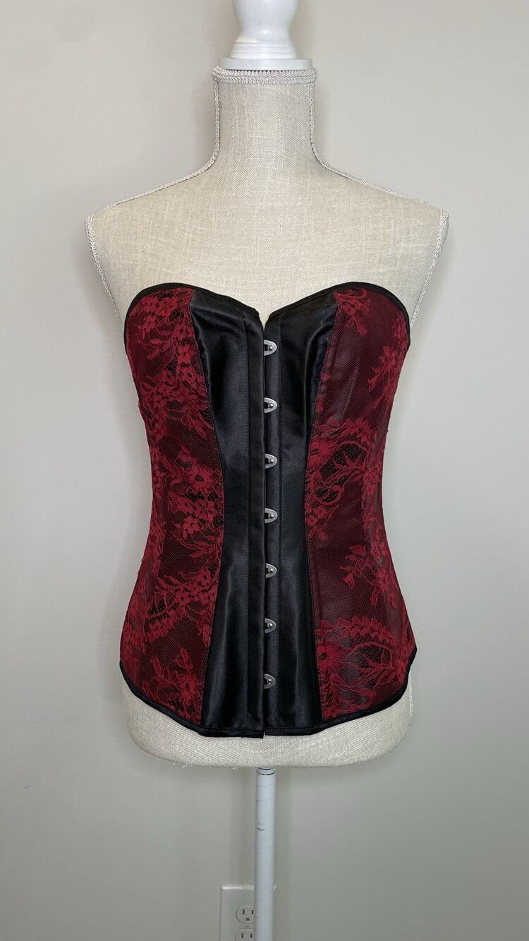 Adore Me Lace Corset Sexy Lingerie Whimsigoth Fairy Red Black Women's 0X 12-14